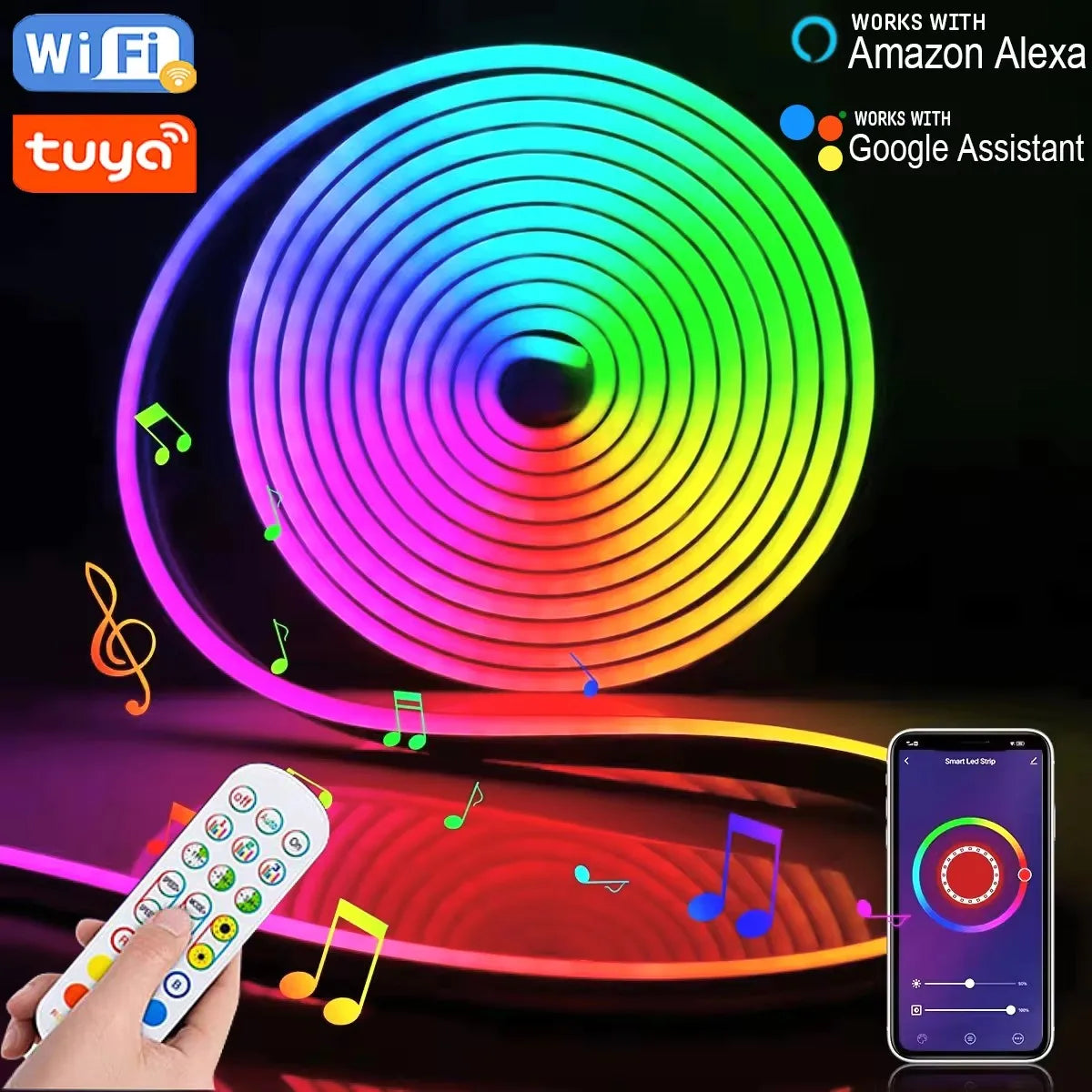 5V RGB Neon Strip Light 1M 2M 3M 5M USB Waterproof Flexible Ribbon Tape Neon Lights With Bluetooth Remote Control For Home Decor